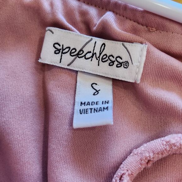 Speechless Tie Strap Eyelet Lace Boho Fit & Flare Dress Flowy Pink Size Small - Picture 7 of 9